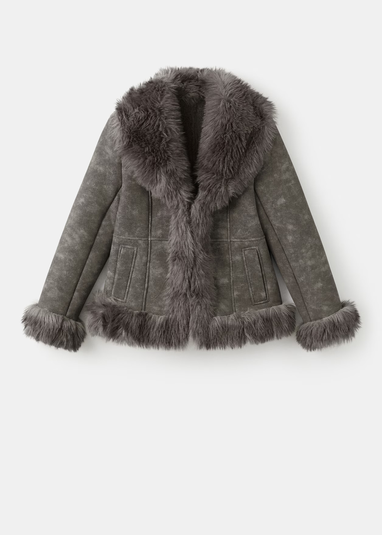 Suede-effect faux-fur jacket - Women | MANGO USA | Mango (US/MX/AU)