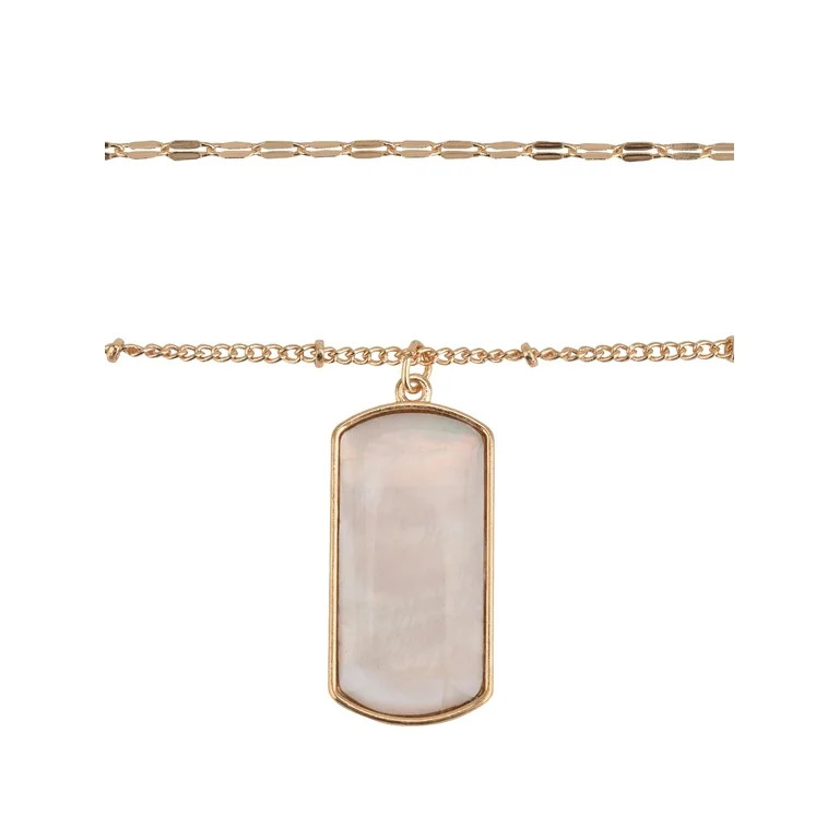 Time And Tru Women's Gold Tone Hammered Layered Shell Pendant Necklace | Walmart (US)