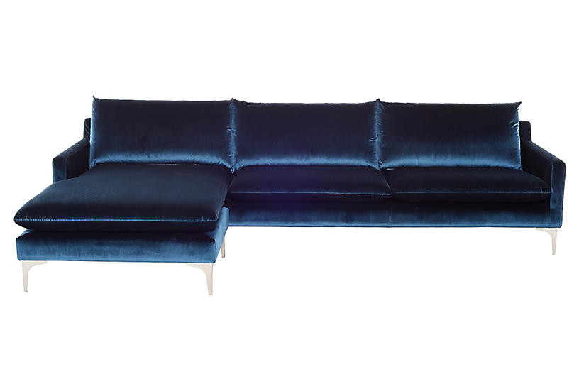 Anders Sectional - Midnight Blue Velvet | One Kings Lane