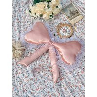 Bow Shape Pillow. Lace Coquette Cottage Core Handmade Feminine Pink | Etsy (US)