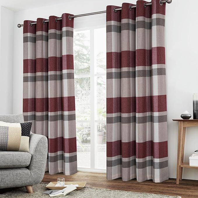 always4u 100% Blackout Plaid Curtains for Bedroom Living Room Woolen Look Black Tartan Grommet Th... | Amazon (US)