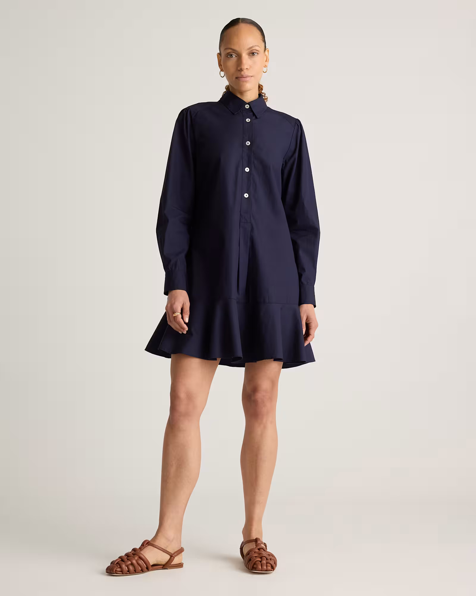 100% Organic Cotton Poplin Drop Waist Shirt Dress | Quince