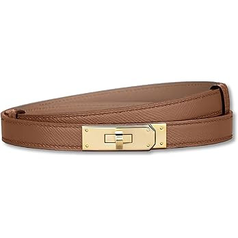 LumiSyne Women Skinny Leather Belt Classic Solid Color Alloy Turn Lock Ladies Adjustable Leather ... | Amazon (UK)