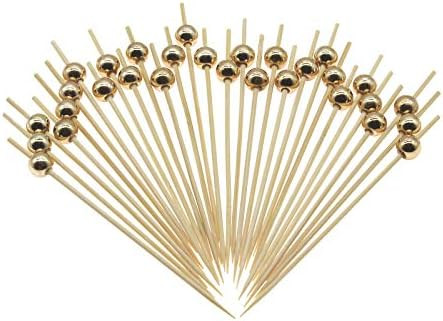 Minisland Gold Pearl Cocktail Picks, 4.7 Inch Long Bamboo Fancy Toothpicks for Appetizers, Decora... | Amazon (US)