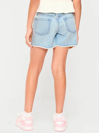 High-Waisted Frayed-Hem Jean Shorts for Girls | Old Navy (US)
