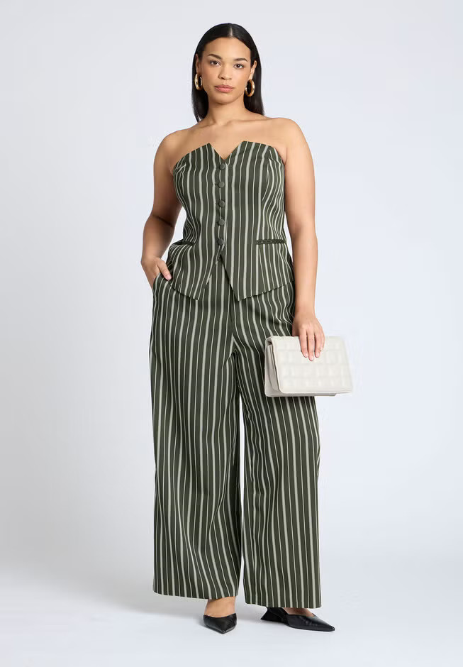 Wide Leg Striped Pant | Eloquii