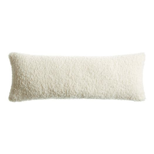 Extra Wide Ivory Textured Boucle Lumbar Pillow by World Market | World Market