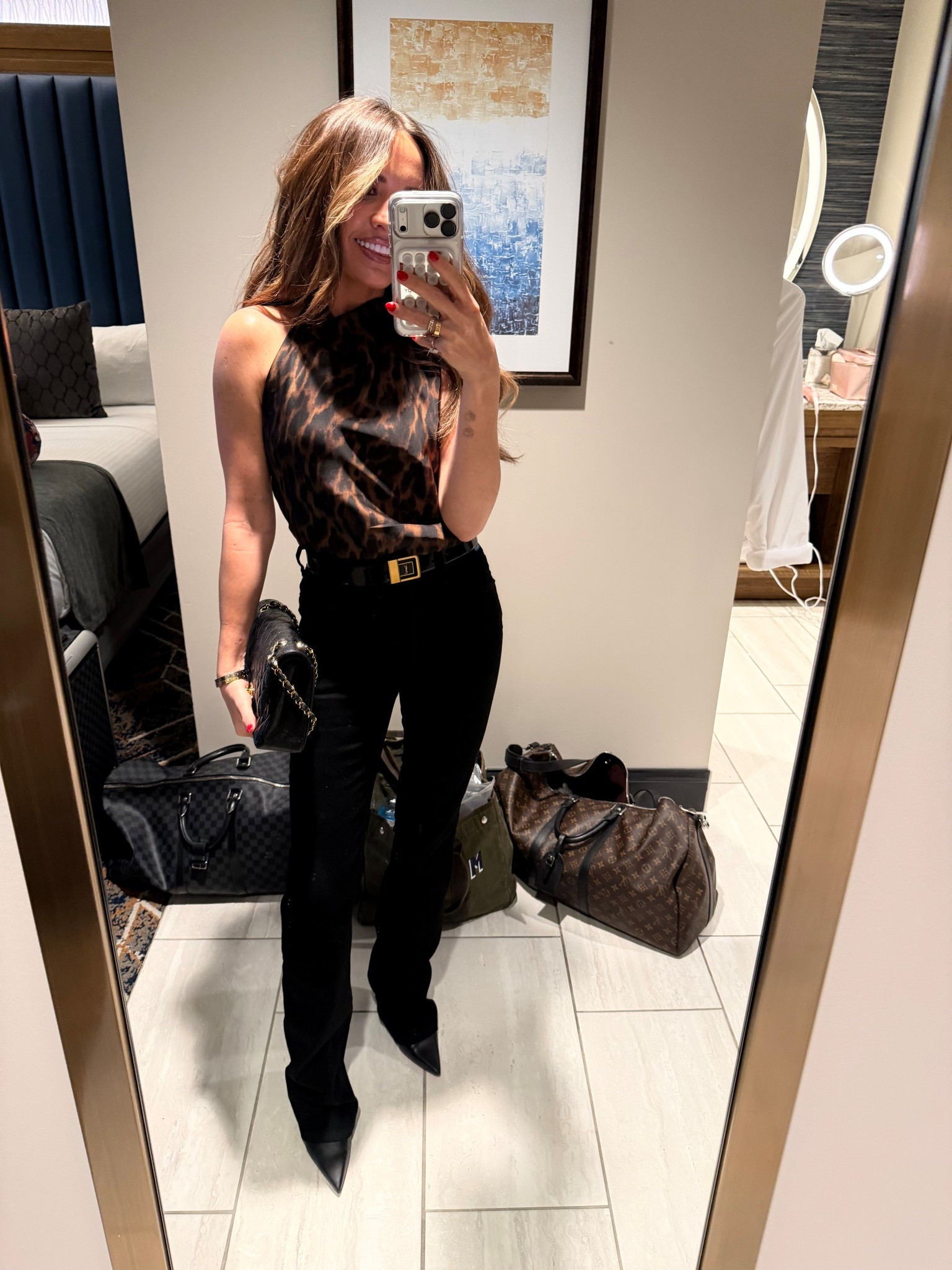 Size 0 leopard top @Aritzia size 24 jeans @Revolve - date nigh outfit 

#LTKOver40 #LTKPetite #LTKTravel