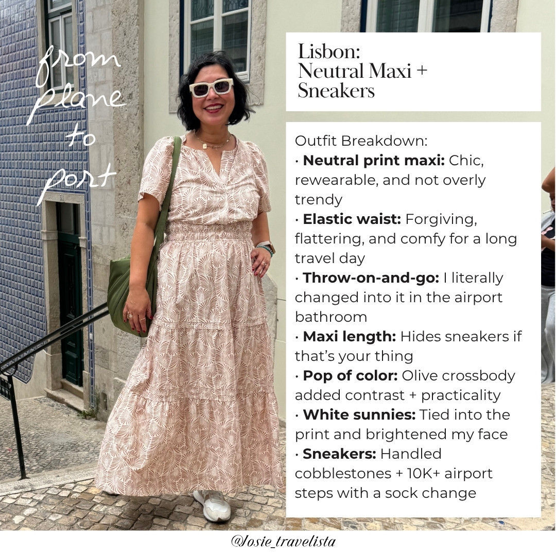 💙 Blue + white tile-inspired dresses were the look across Lisbon and Porto, but I kept it comfortable and chic in a neutral maxi and a bold red linen number (with the comfiest shoes for cobblestones).

If you’re heading to Portugal, you’ll want:
✔️ Lightweight layers
✔️ Walkable shoes with grip (trust me)
✔️ A cute & breezy dress
✔️ A little coastal-casual flair

🧳 I rounded up everything, from dresses like the ones I wore, to linen pants, breezy tanks, accessories, and my favorite Portugal-proof shoes.

🛍️ Shop the looks & inspired picks  

 #LTKOver40 #LTKTravel