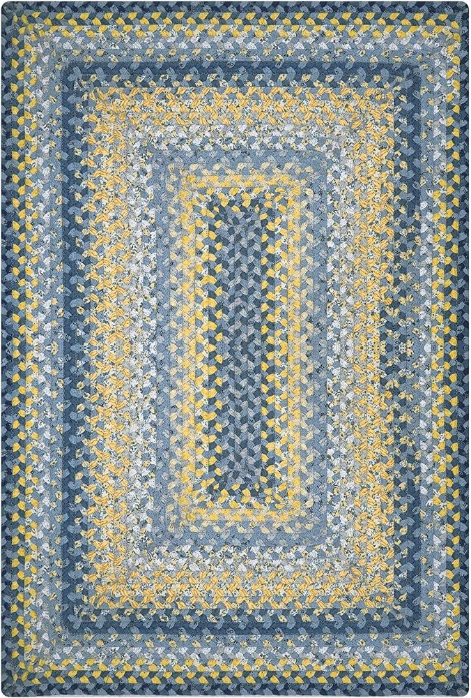 Homespice Sunflowers Rectangular Cotton Braided Area Rug, 5' x 8' Blue, Reversible and Durable, 1... | Amazon (US)