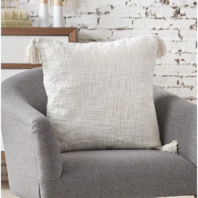 Audette Cotton 18" Throw Pillow Bungalow Rose Color: Cream | Wayfair North America