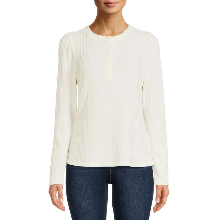Time And Tru Women's Waffle Henley Top | Walmart (US)