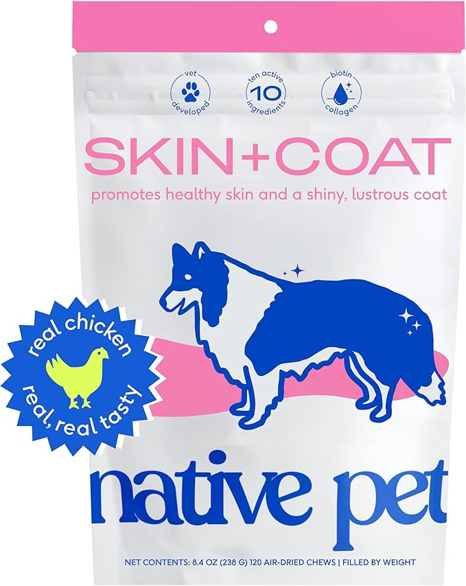 Native Pet Skin and Coat Chews for Dogs - Made with Wild-Caught Salmon Oil for Dogs Skin and Coat... | Amazon (US)