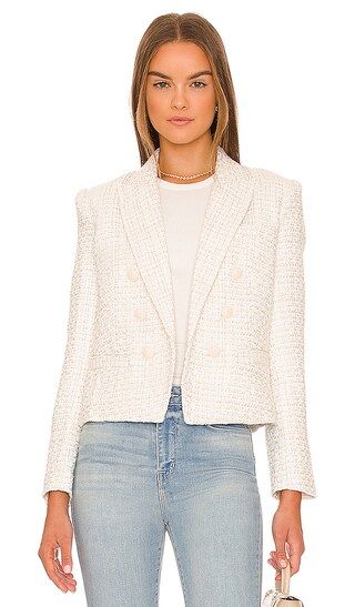 Brooke Double Brested Crop Blazer in Ivory | Revolve Clothing (Global)