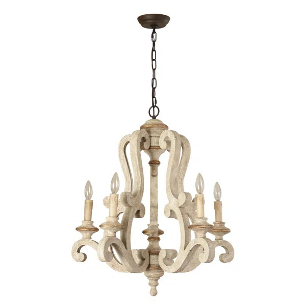 Fellers 5 - Light Candle Style Empire Chandelier with Wood Accents | Wayfair North America