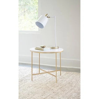 White and Gold Round X-cross End Table | Bed Bath & Beyond