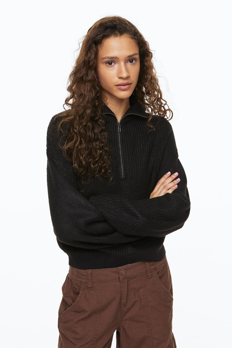 Zip-top rib-knit jumper | H&M (UK, MY, IN, SG, PH, TW, HK)