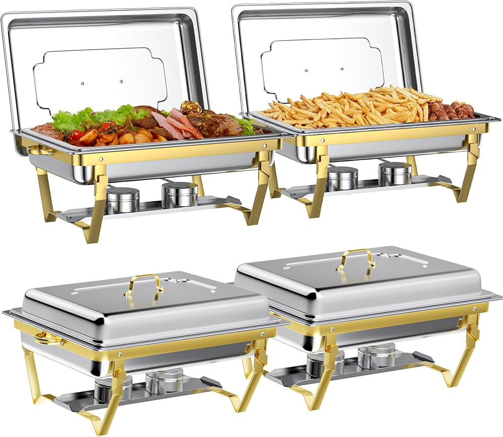 Chafing Dishes for Buffet Set: Chafers for Catering - Chafing Dish Buffet Set with Lids | Chafers... | Amazon (US)