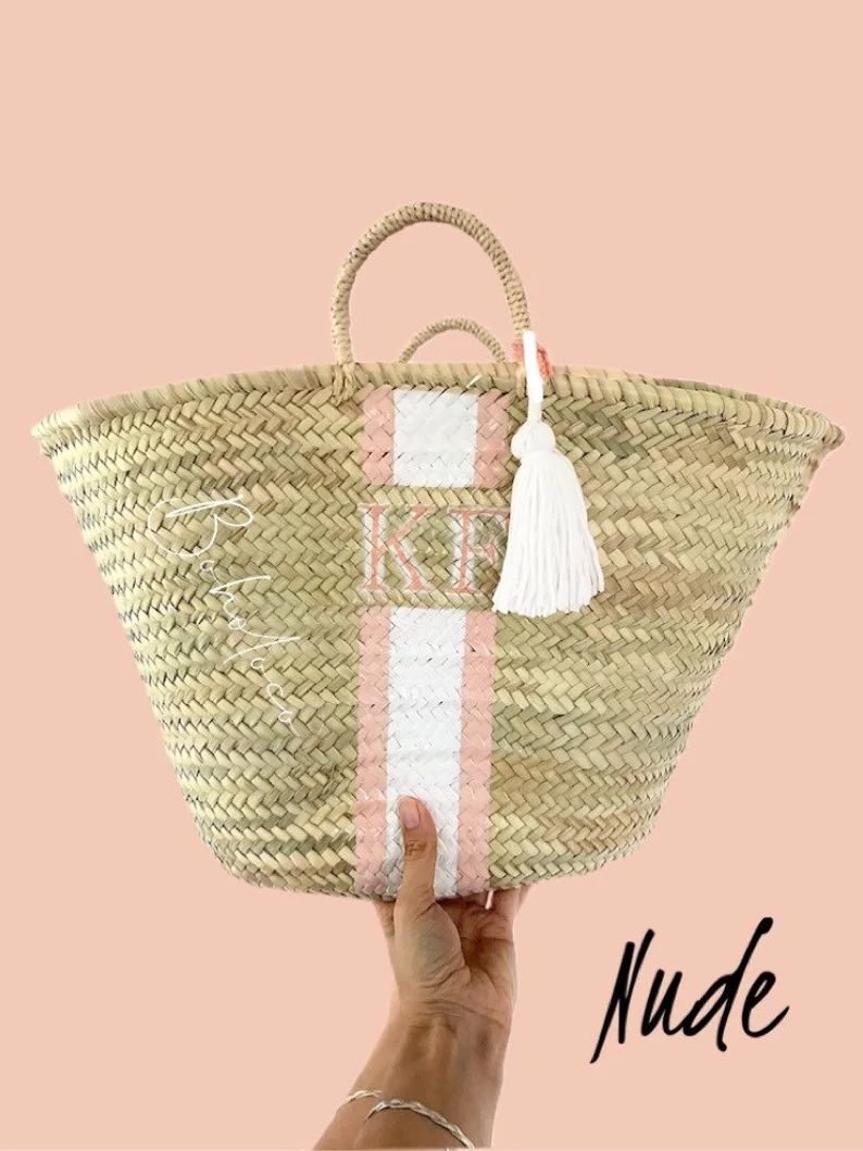 Personalized Beach Tote  // Monogram Straw Basket // Shopping Beach Bag // Luxury Personalised Ha... | Etsy (US)