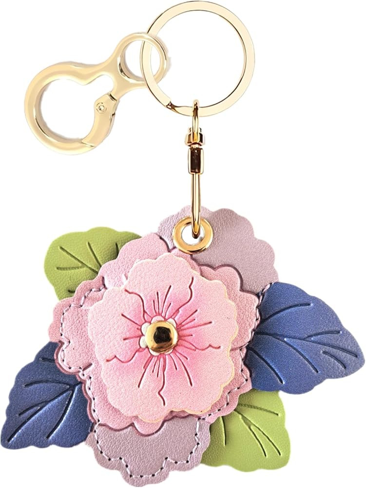 Leather Keychain Holder Case Compatible with AirTag,Cute Protective Cover with Keyring | Amazon (US)