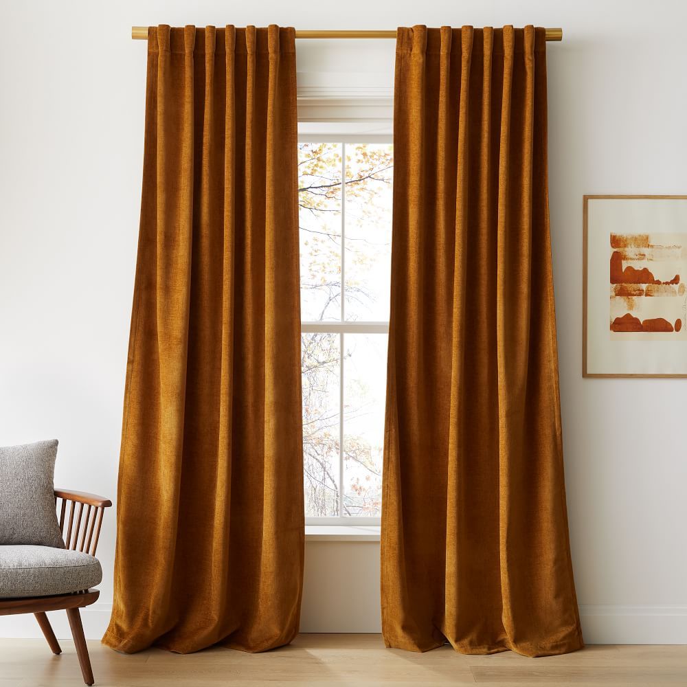 Worn Velvet Curtain - Golden Oak | West Elm (US)