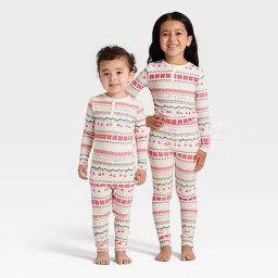 Toddler "Let it Snow" Fair Isle Cozy Knit Long Sleeve Shirt and Pants Holiday Matching Family Paj... | Target