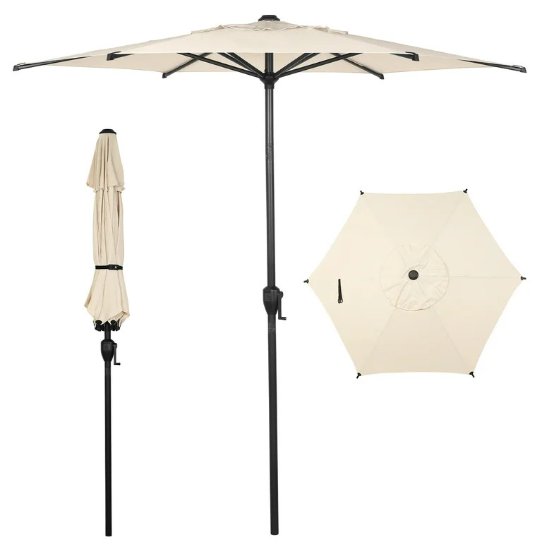 Abba Patio 7.5ft Round Push-up Oslo Market Umbrella w/ Push Button Tilt and Crank, 6 Ribs-Beige -... | Walmart (US)