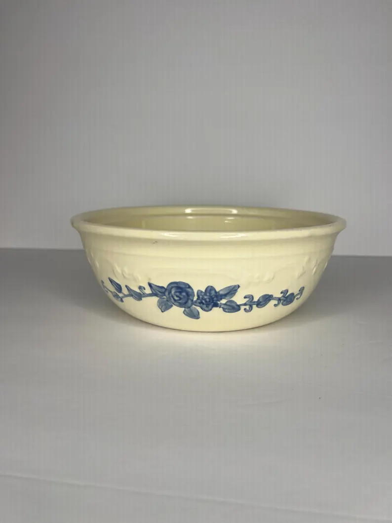 Yorktowne Blue Floral Vintage Platzgraff Bowl Ovenserve Dish Bowl Made in USA Old Bowl Beige Crem... | Etsy (US)
