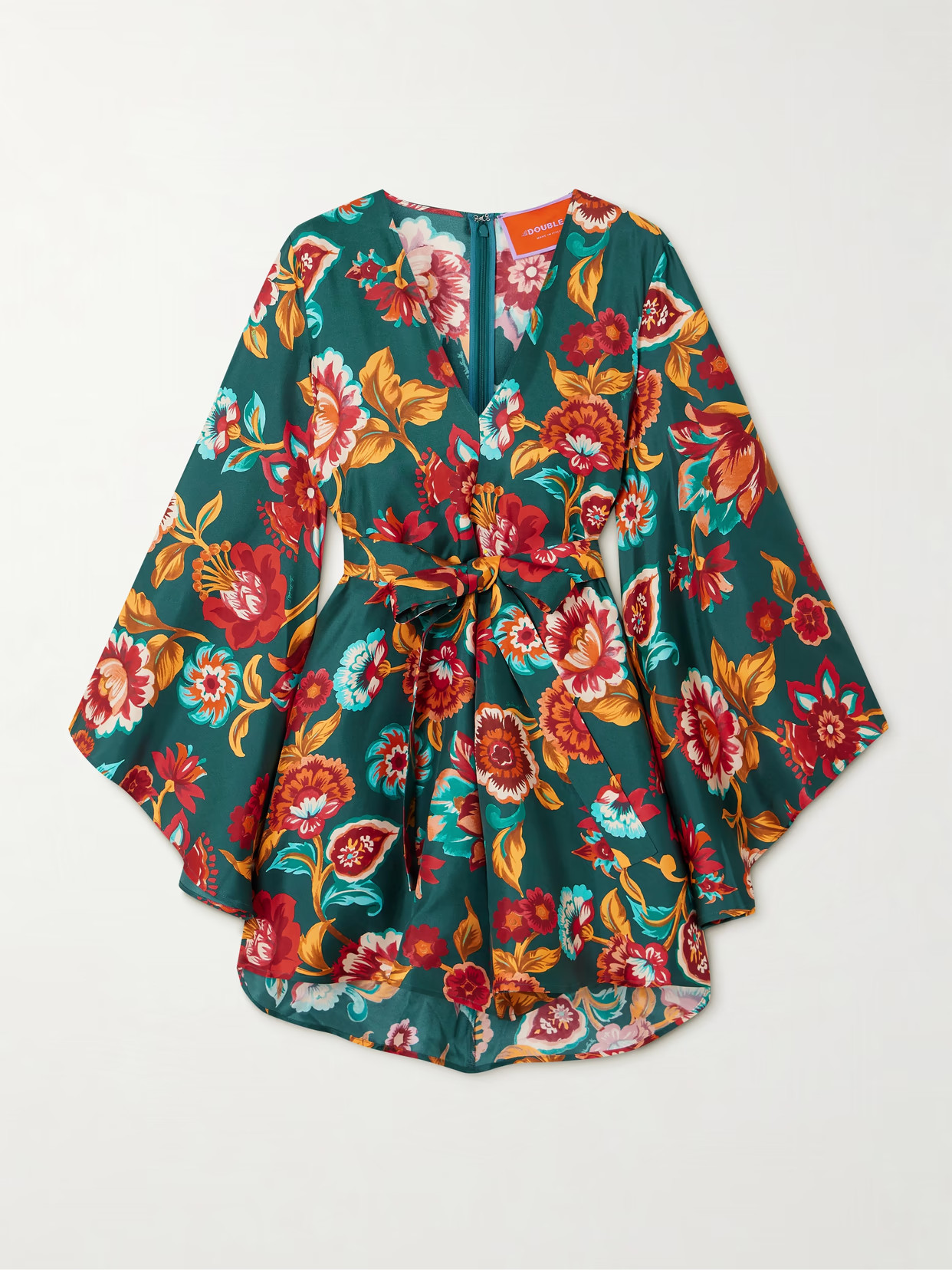 La DoubleJ - Magnifico Belted Floral-print Silk-twill Mini Dress - Multi | NET-A-PORTER (US)