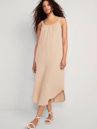 Sleeveless Tie-Back Shirred Maxi Dress for Women | Old Navy (US)