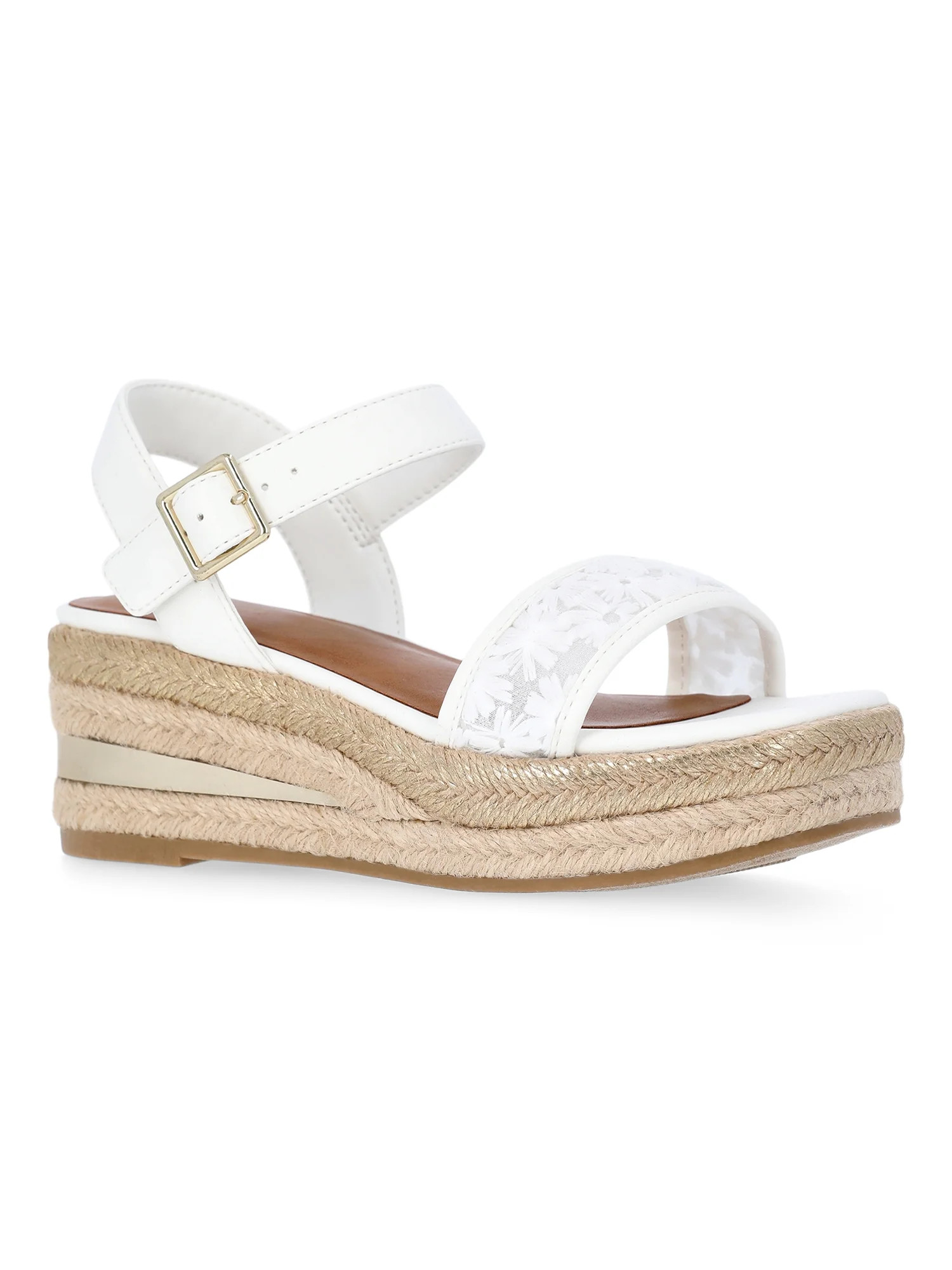 Wonder Nation Girls Buckle Texture Wedges | Walmart (US)