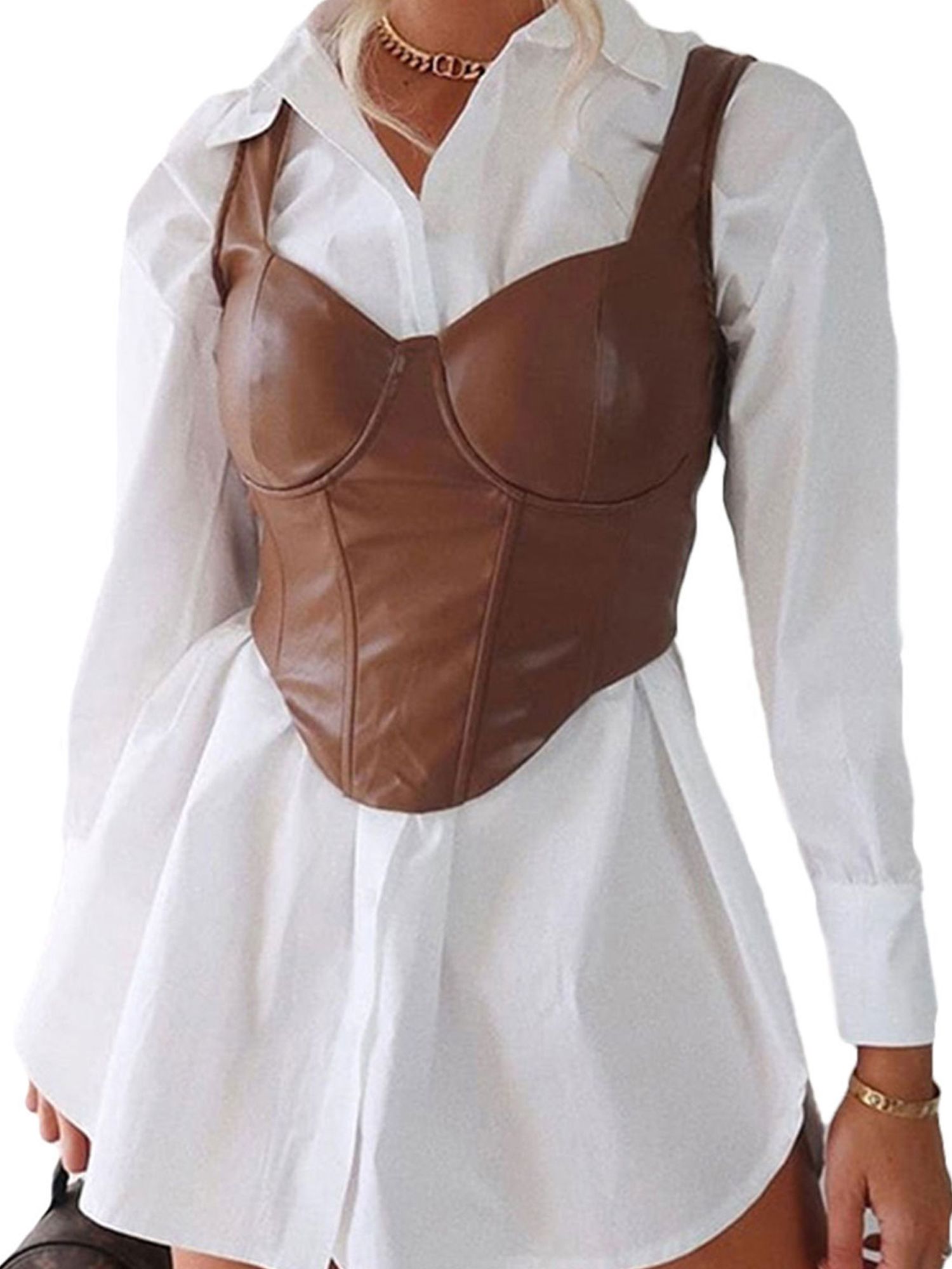 Listenwind Women PU Leather Sleeveless Vest Tank Cami Crop Top Push Up Bustier Corset Tops Clubwe... | Walmart (US)
