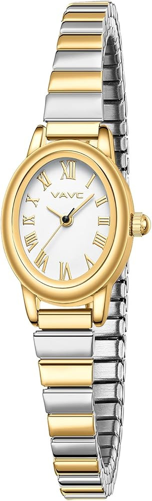 Small Gold Watches for Women,Analog Womens Watch with Stainless Steel Expansion Band,Oval Case Ro... | Amazon (US)