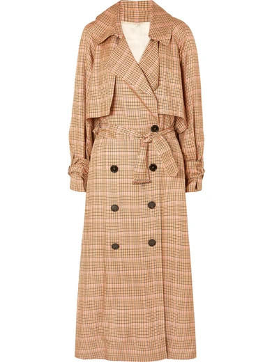 Golden Goose Deluxe Brand - Vela Checked Twill Trench Coat - Light brown | NET-A-PORTER (US)