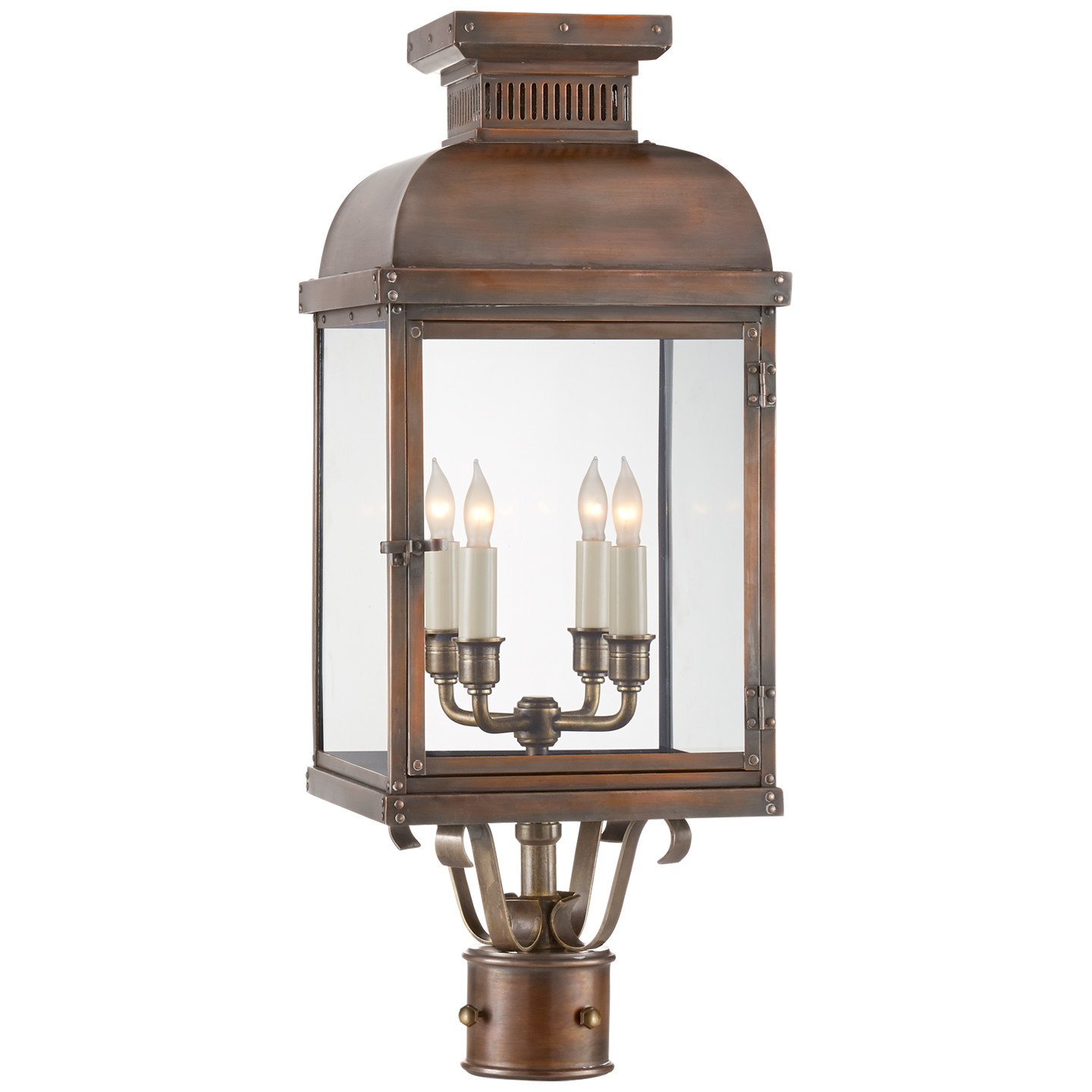 Suffork Post Lantern in Natural Copper with Clear GlassVisual Comfort | Visual Comfort