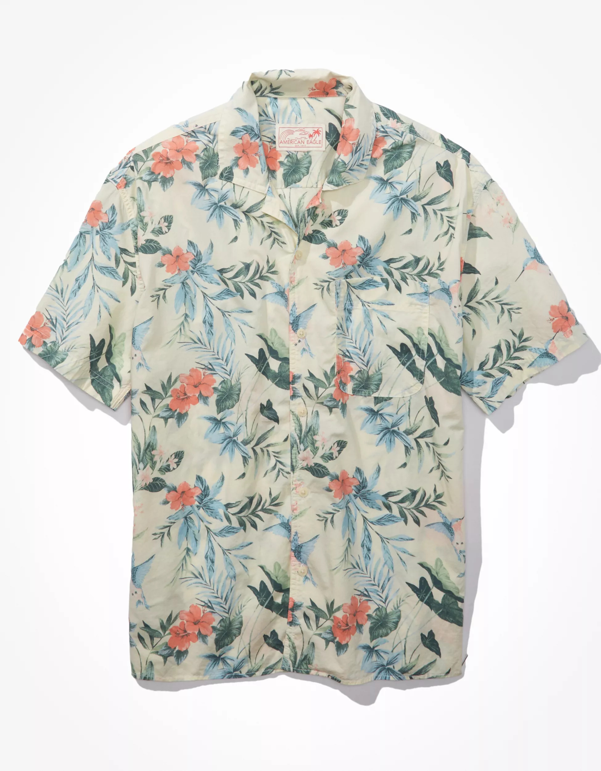 AE Tropical Button-Up Poolside Shirt | American Eagle Outfitters (US & CA)