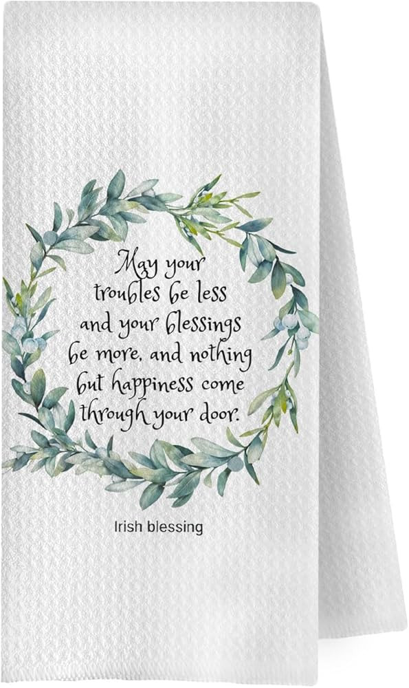 Irish Blessing Kitchen Towels - Lucky Shamrock St Patrick's Day Decorative Waffle Weave Dish Towe... | Amazon (US)