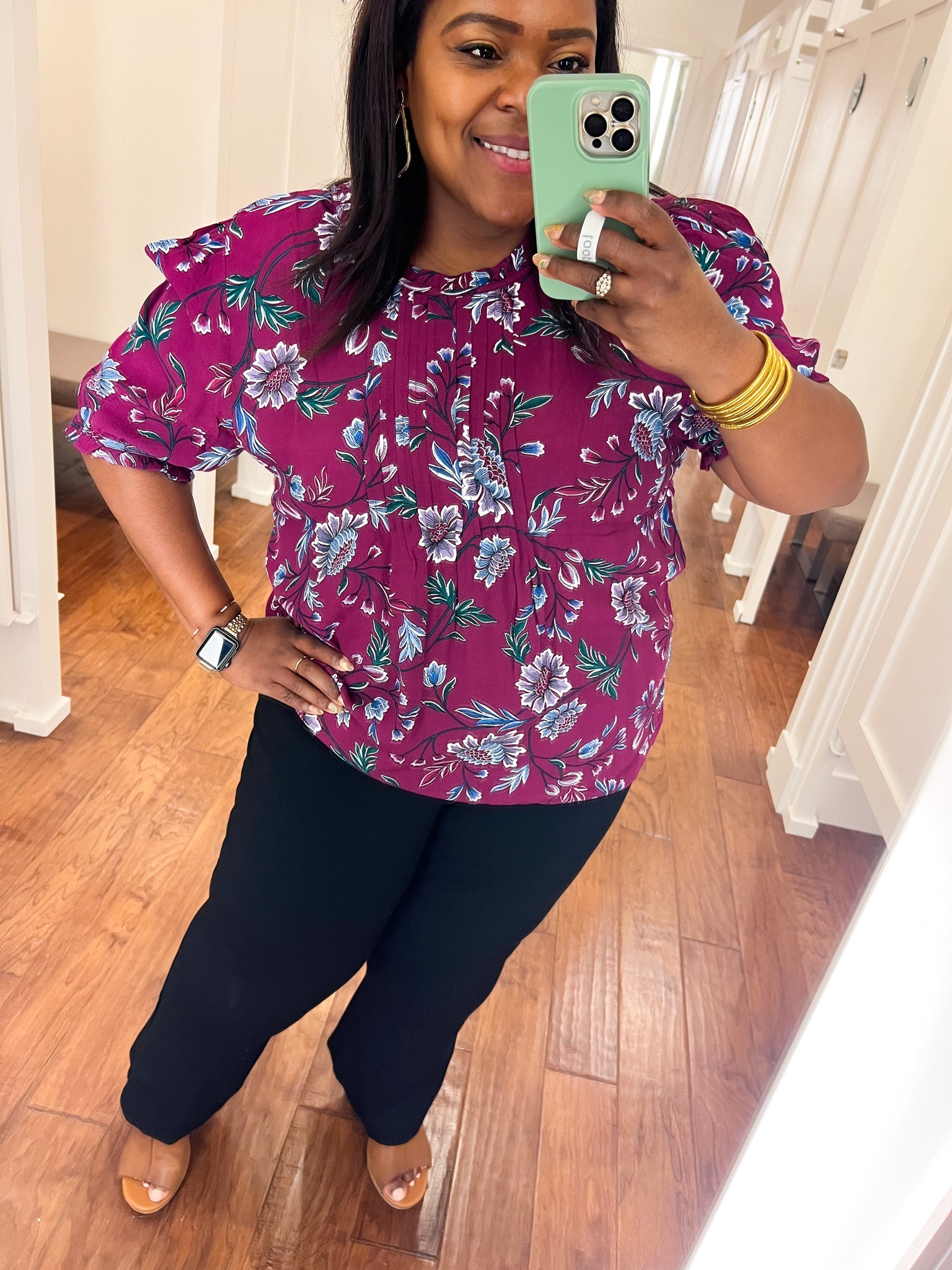 Magenta floral print blouse from LOFT wearing a size xl. 

#LTKunder100 #LTKworkwear #LTKSeasonal