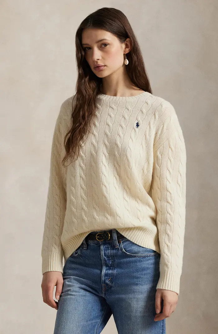 Polo Ralph Lauren Cable Wool & Cashmere Crewneck Sweater | Nordstrom | Nordstrom