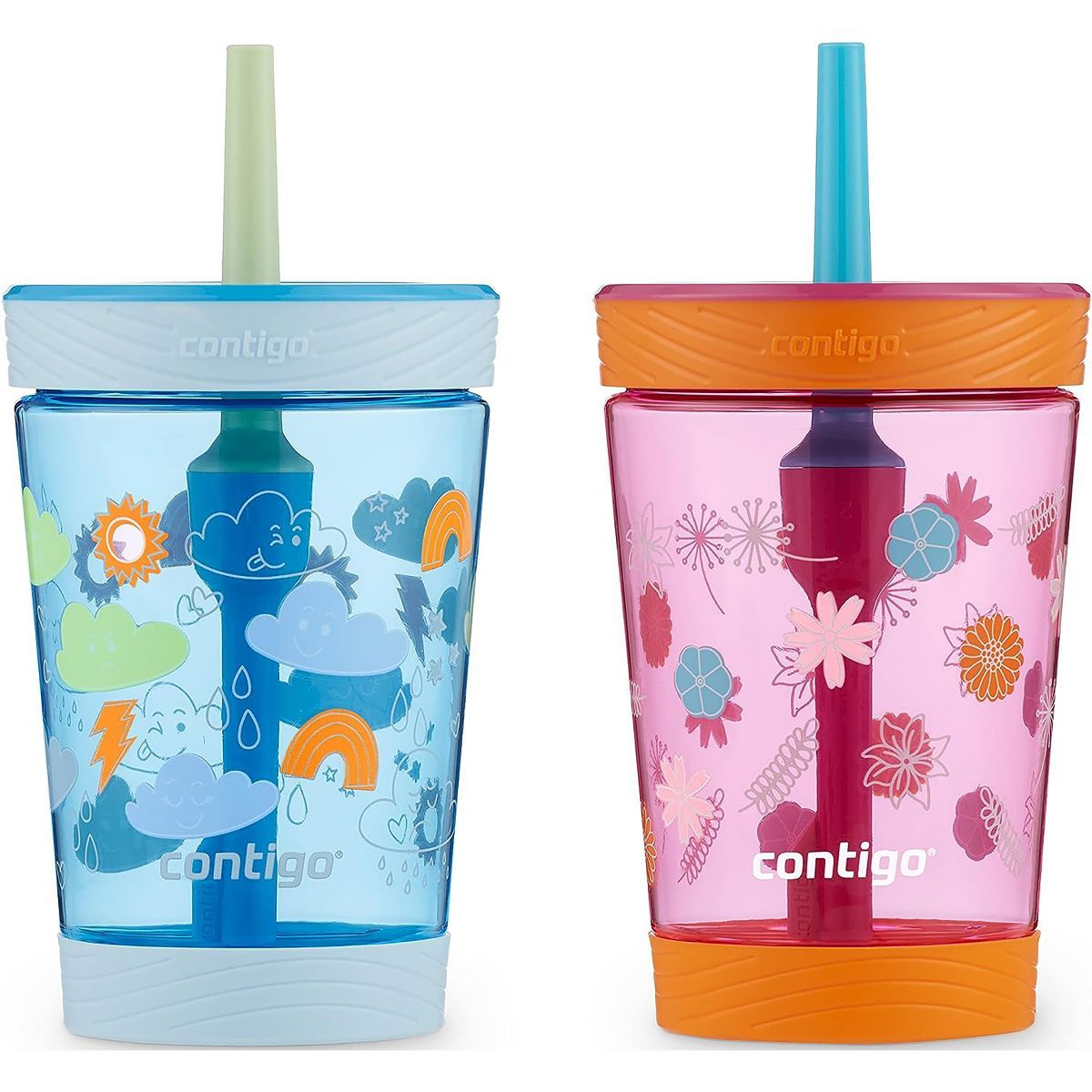 Contigo Kid's 14 oz. Spill-Proof Tumbler with Straw 2-Pack- Wildflowers/Clouds | Target