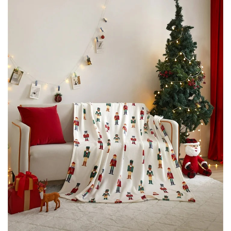 Holiday Time Cozy Christmas Plush Nutcracker Throw Blanket, Standard Size, All Ages | Walmart (US)