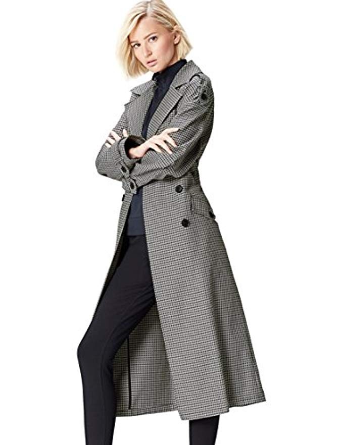 FIND Women's Check Trench Coat | Amazon (UK)