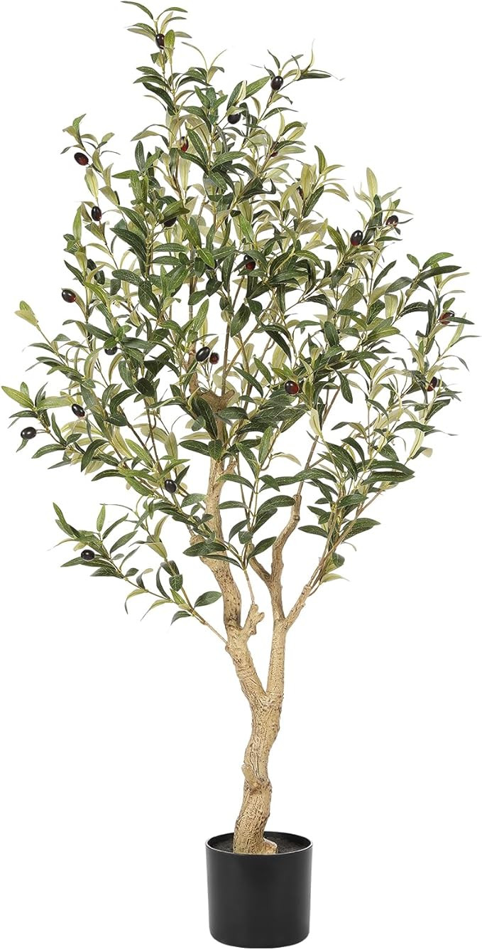 Realead Faux Olive Tree 4ft - Realistic Indoor Olive Tree Plants - Fake Olive Tree with Thick Tru... | Amazon (US)