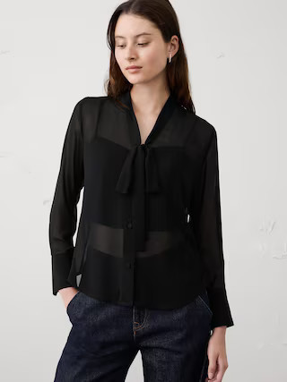 Tie-Neck Blouse | Banana Republic Factory