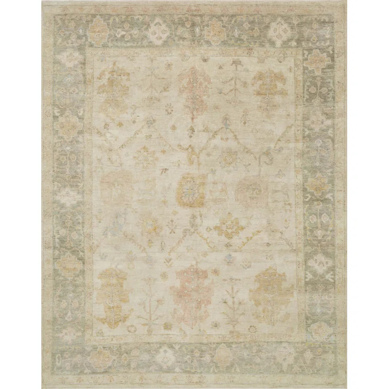 Oriental Hand-Knotted Wool Area Rug in Stone | Wayfair North America