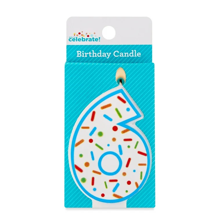 Multicolor Confetti Number 6 Birthday Candle, by Way To Celebrate | Walmart (US)