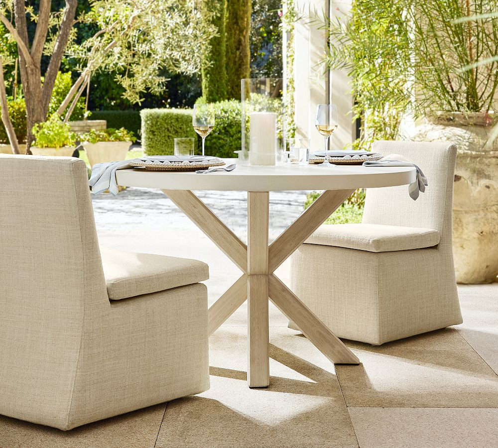 Abbott Concrete & Acacia Petite Round Outdoor Dining Table (48") | Pottery Barn (US)