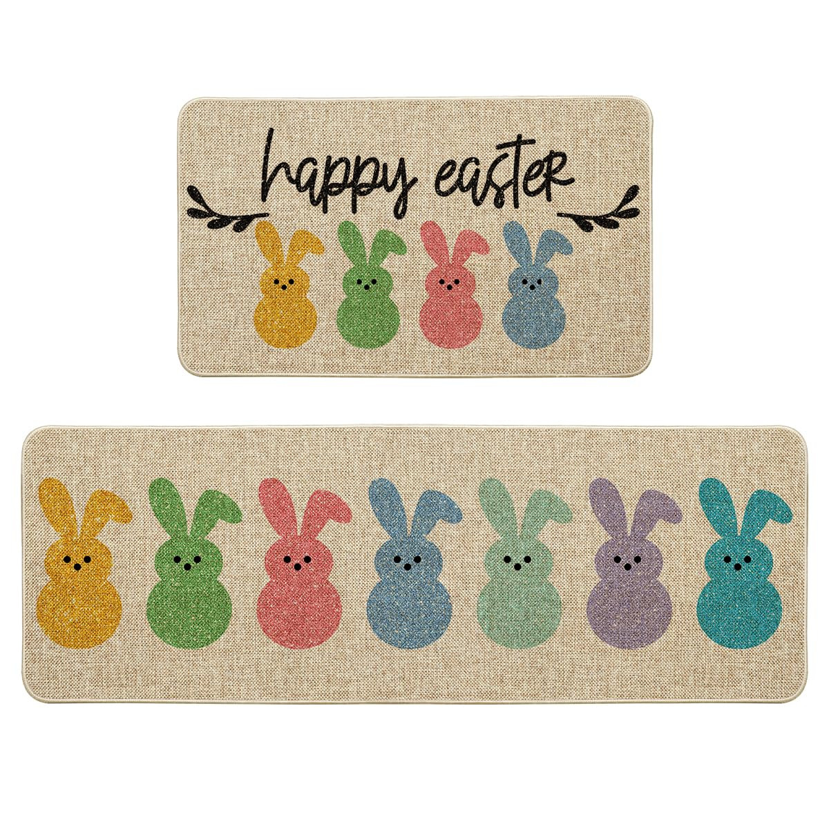 Artoid Mode Happy Easter Rabbits Decorative Kitchen Mats Set of 2, Home Seasonal Spring Easter Ho... | Amazon (US)