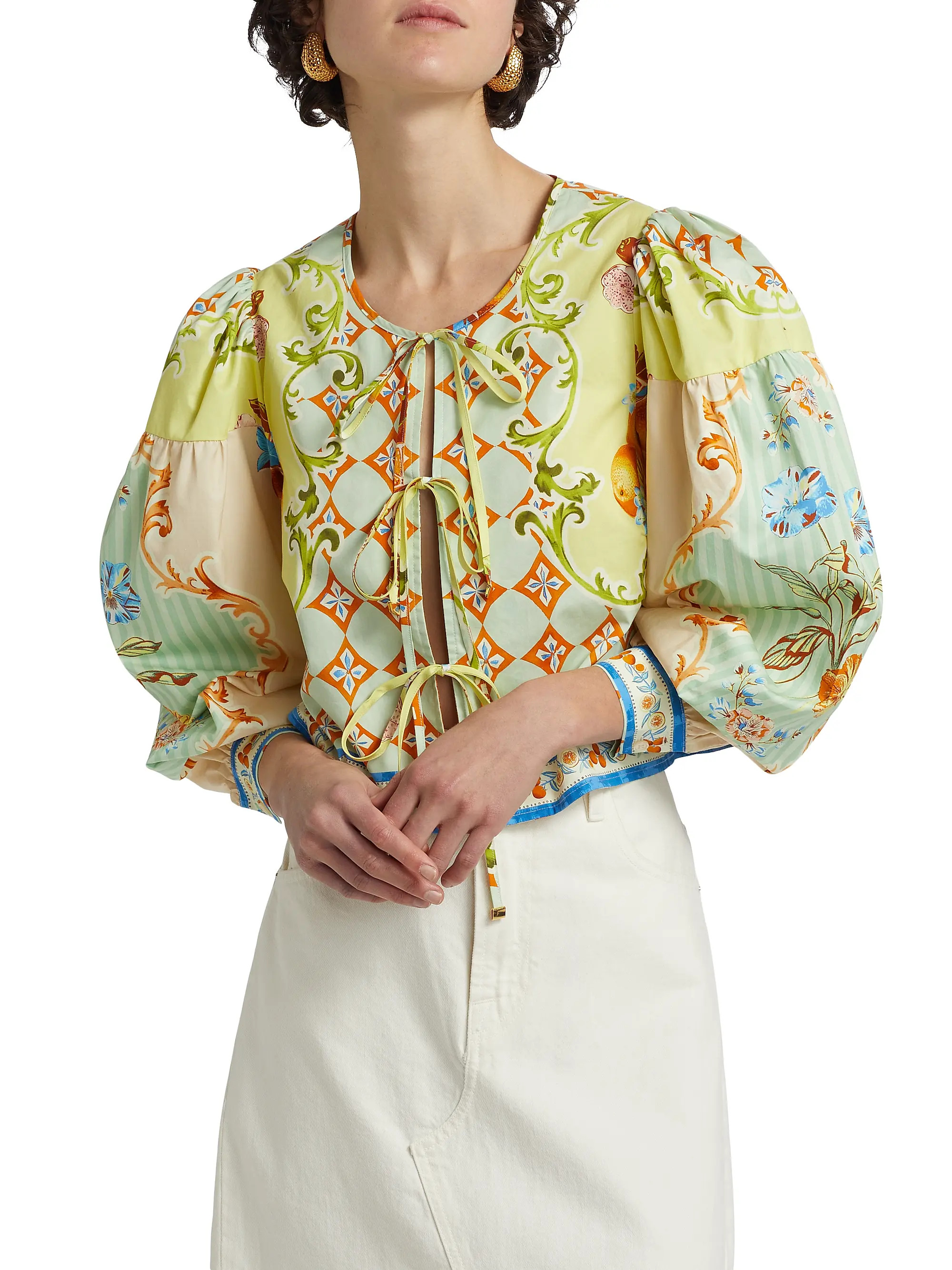 Katie Printed Tie-Front Top | Saks Fifth Avenue