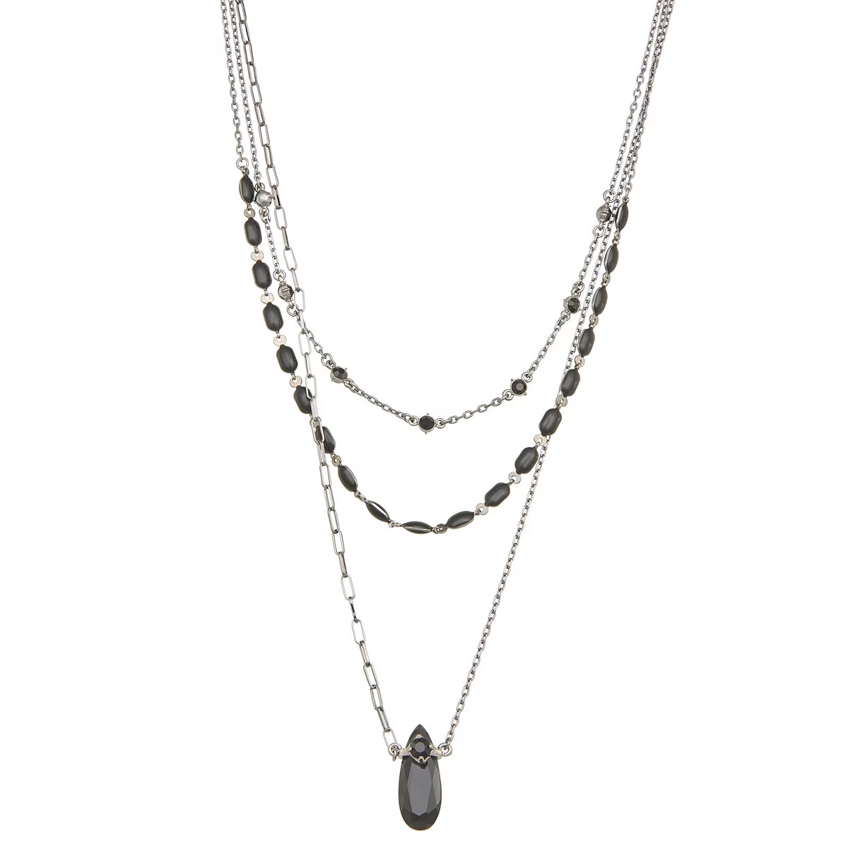 Simply Vera Vera Wang Jet Tone 3 Row Collar and Pendant Necklace, Women's, Black | Kohl's